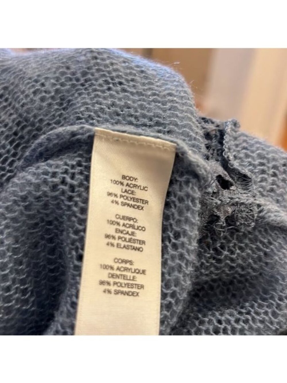Chico’s Sweater Larkyn Lace Cardigan Western Bluebird Color Small Chico’s 0 NWT - Picture 12 of 13